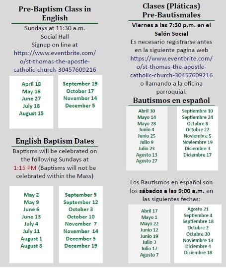 Pre-baptism class schedule jpg