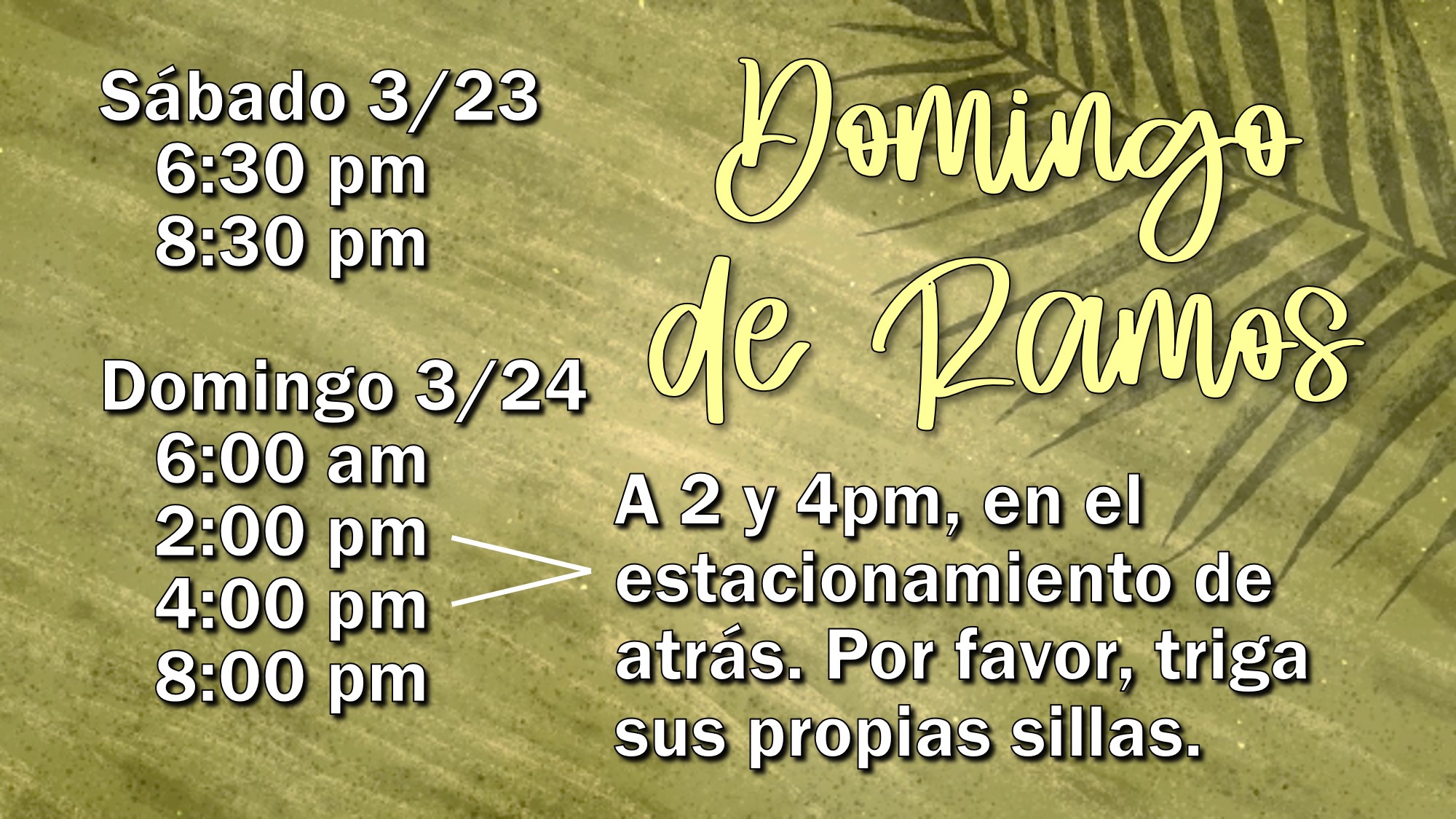 Palm Sunday Mass Times - Spanish
